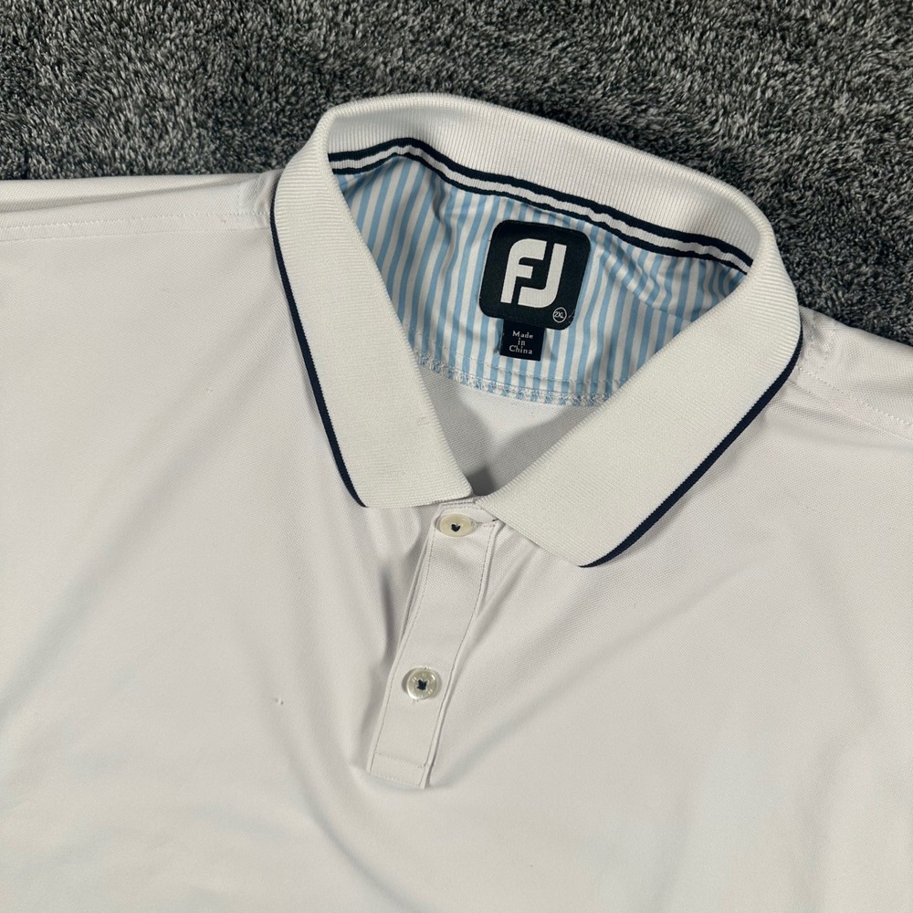 FootJoy Polo Shirt Mens 2XL White Short Sleeve Performance Golf Top FJ